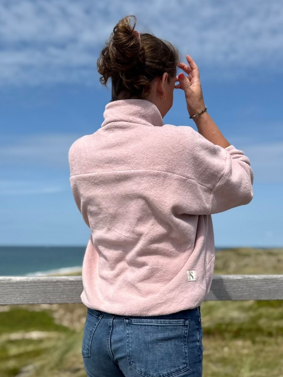 Half-Zip FRIDA – Fleecepulli aus Bio-Baumwolle in Dusty Pink