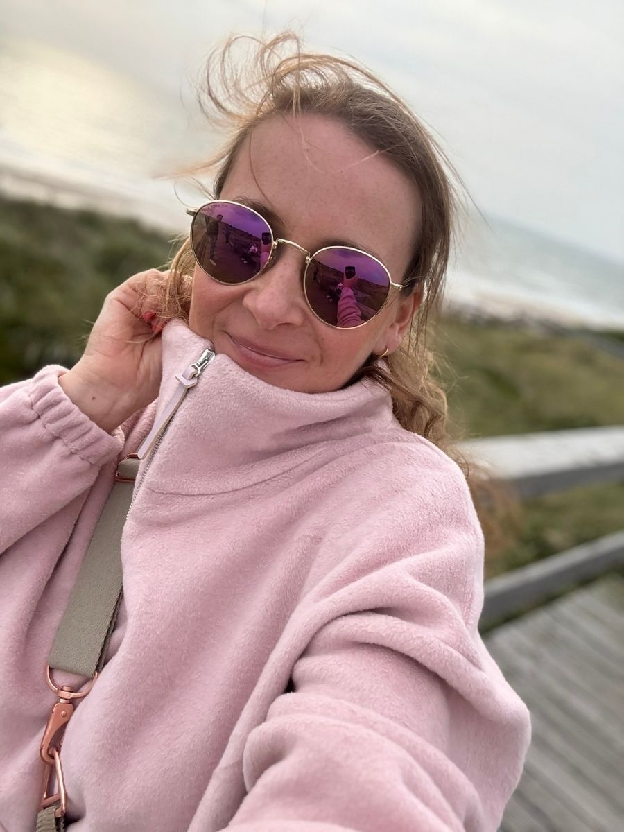 Half-Zip FRIDA – Fleecepulli aus Bio-Baumwolle in Dusty Pink