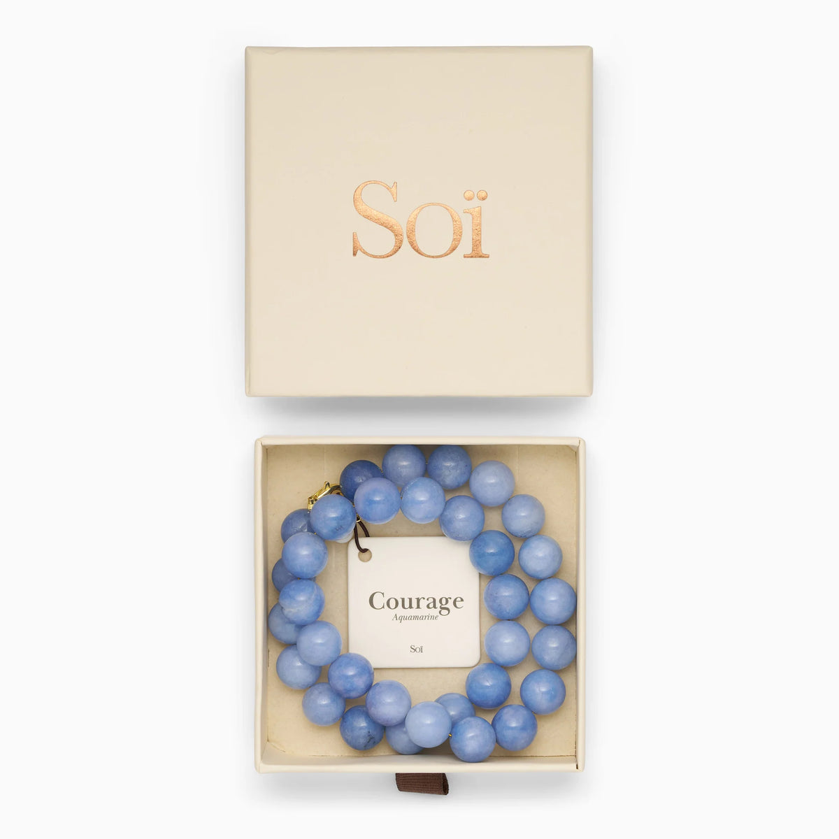 Kette für Damen Faro Aquamarin "Courage" - Symbol für Mut | Soï (Sterlingsilber, vergoldet)