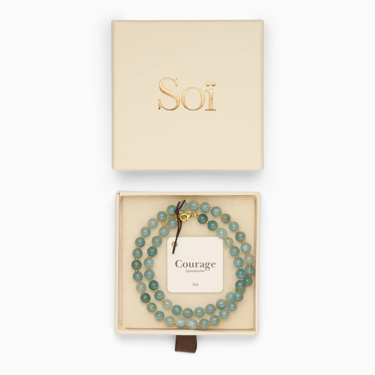 Kette für Damen Aquamarin "Courage" - Symbol für Mut | Soï (Sterlingsilber, vergoldet)