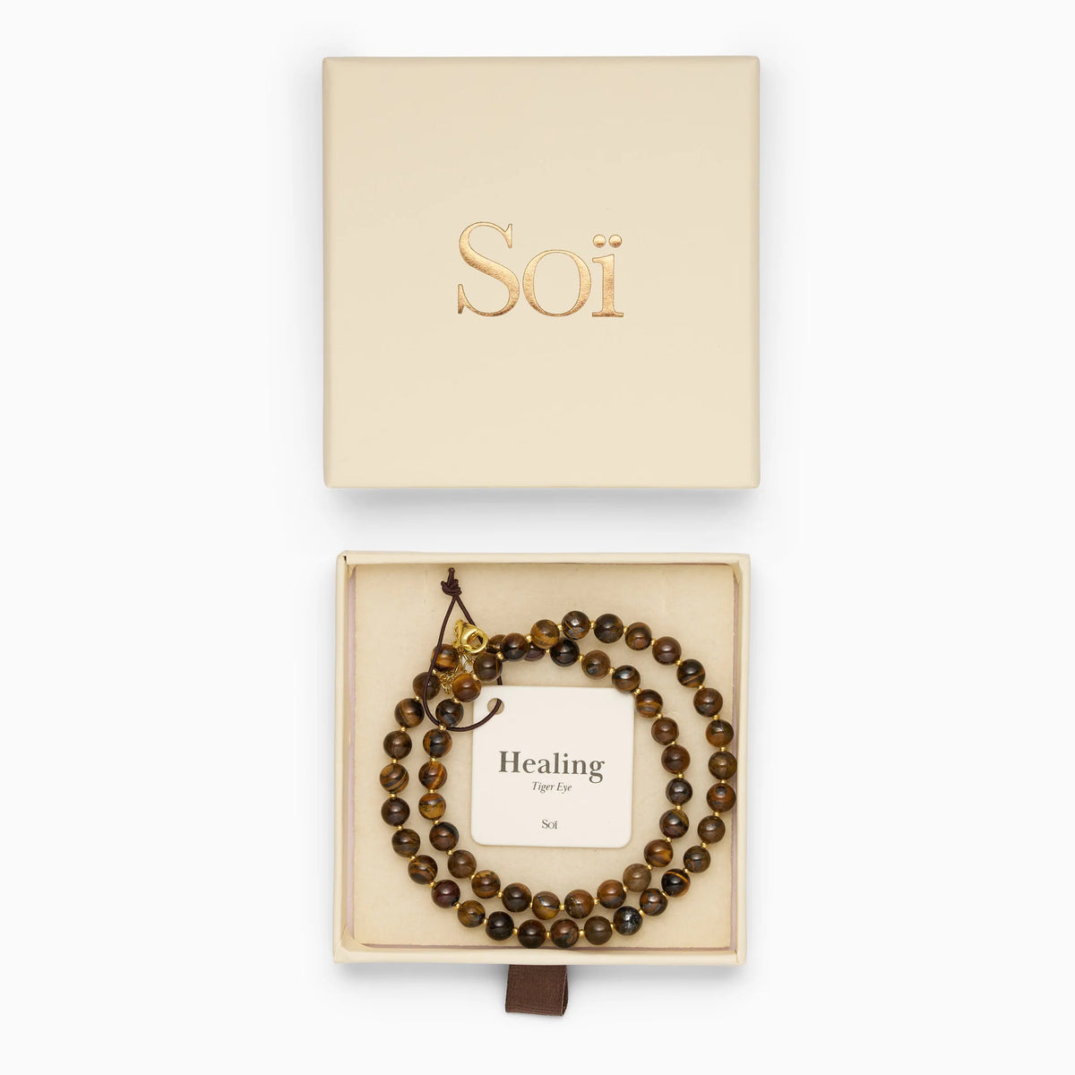 Kette für Damen Tigerauge „Healing" – Symbol für Heilung | Soï (Sterlingsilber, vergoldet)