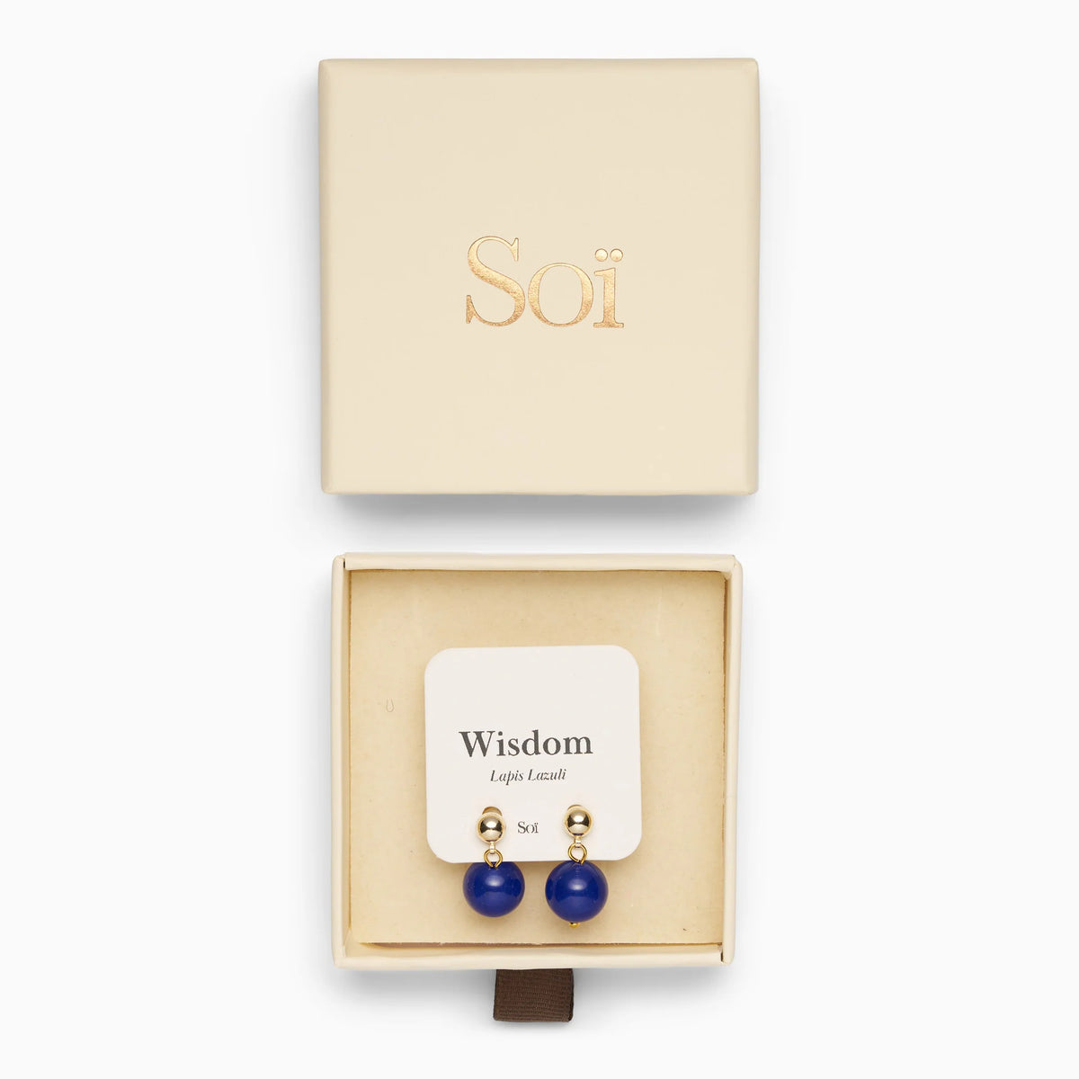 Ohrring für Damen Nora Lapislazuli "Wisdom" – Symbol für Weisheit | Soï (Sterlingsilber, vergoldet)