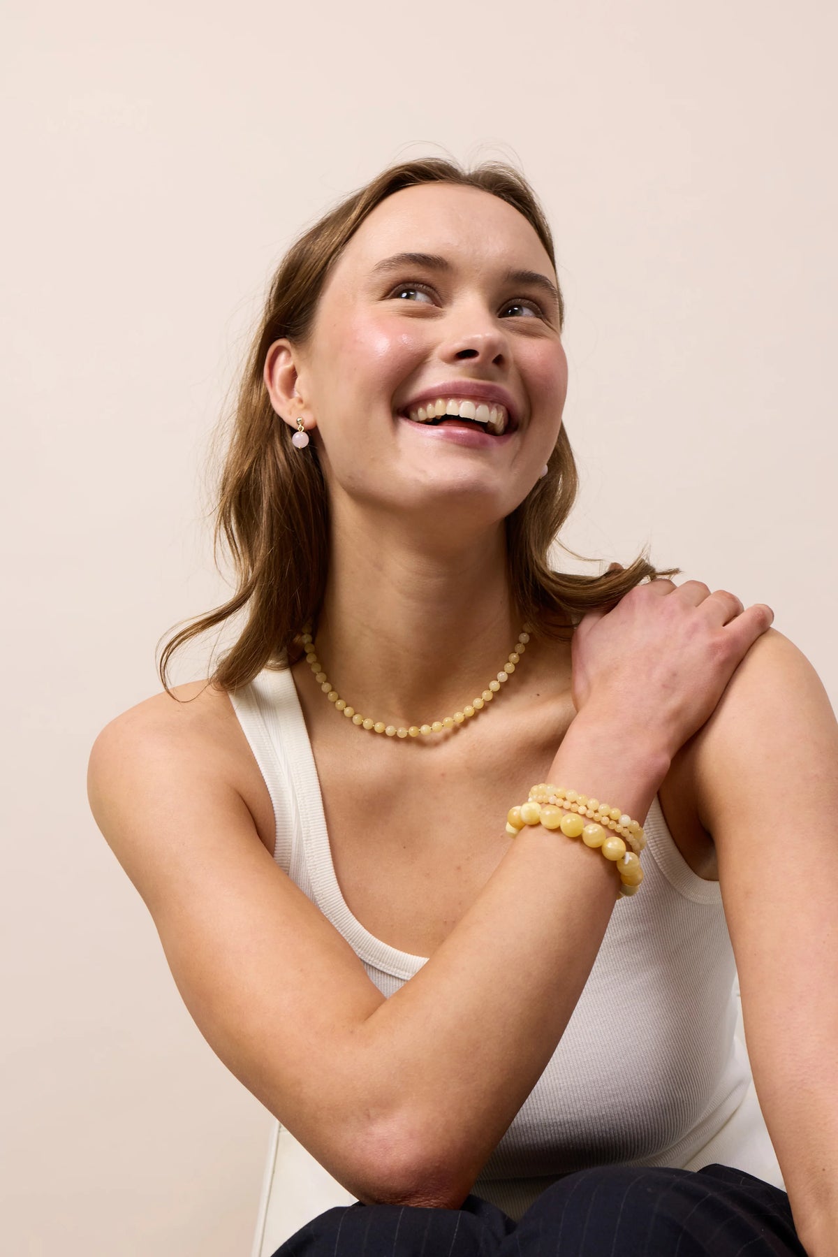 Kette für Damen gelbe Jade "Well-being" – Symbol für Wohlbefinden | Soï (Sterlingsilber, vergoldet)