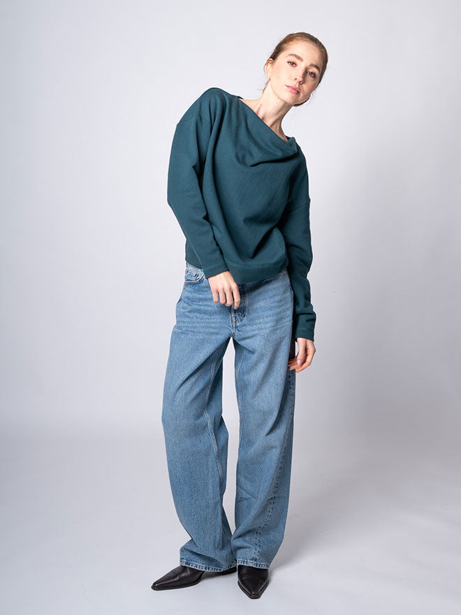 Sweatshirt JOY aus Bio-Baumwoll-Sweat in petrol