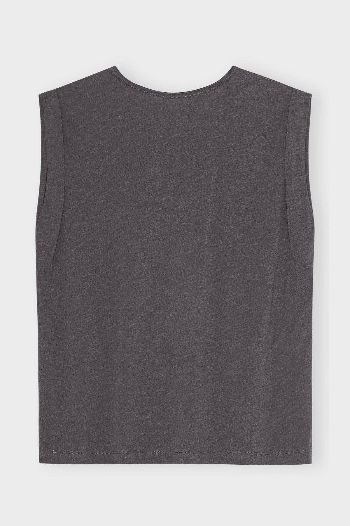 T-Shirt ärmellos dunkelgrau Bio Baumwolle moshimoshimind hinten