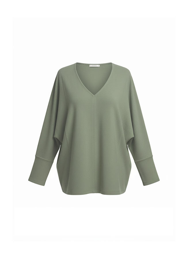 TESS V-Neck Shirt – locker und fließend in Sage