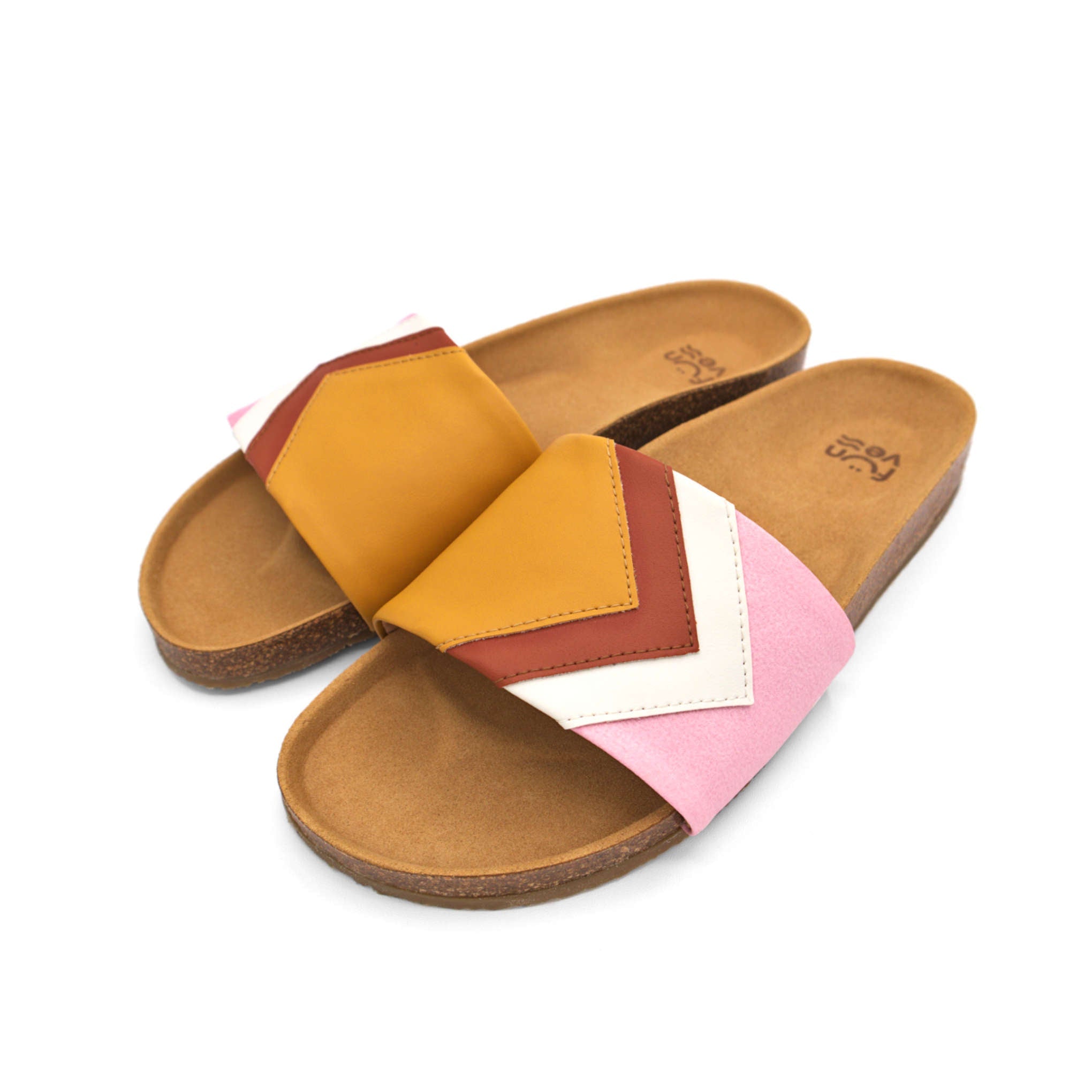 'DAWN' - Gelbe Sandalen in Senf, Terracotta, Weiß, Rosa - vegan