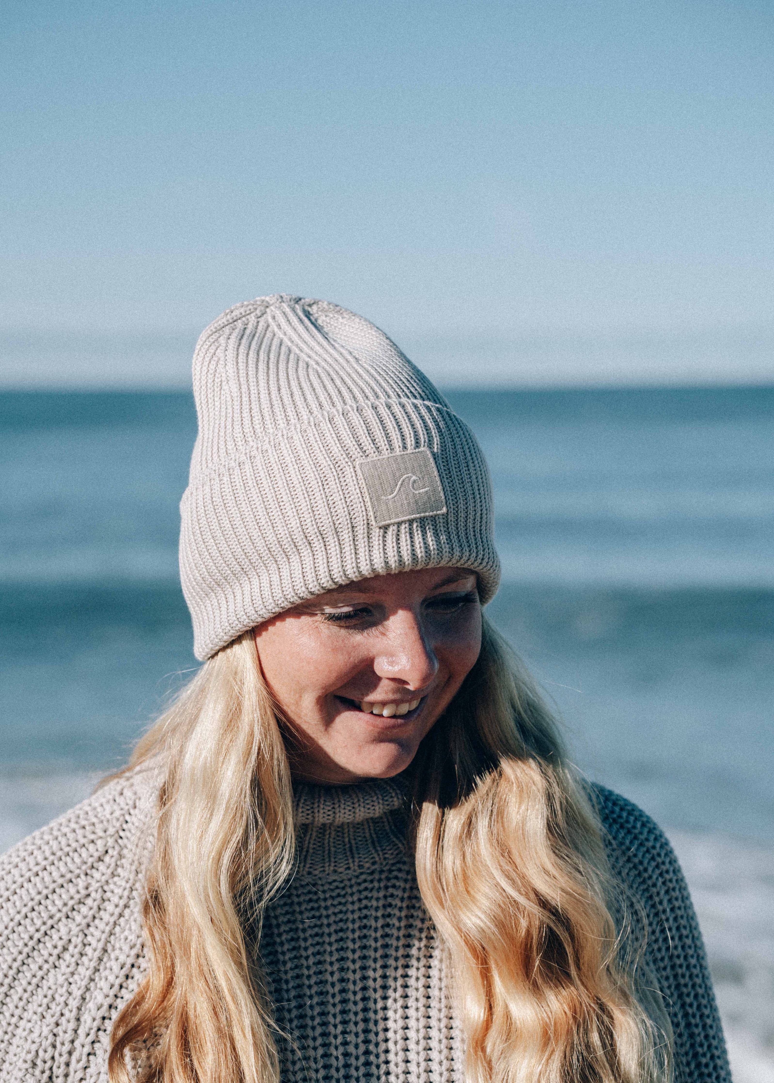 Beanie Mütze Wave aus Bio-Baumwolle Sand Beige | Salty