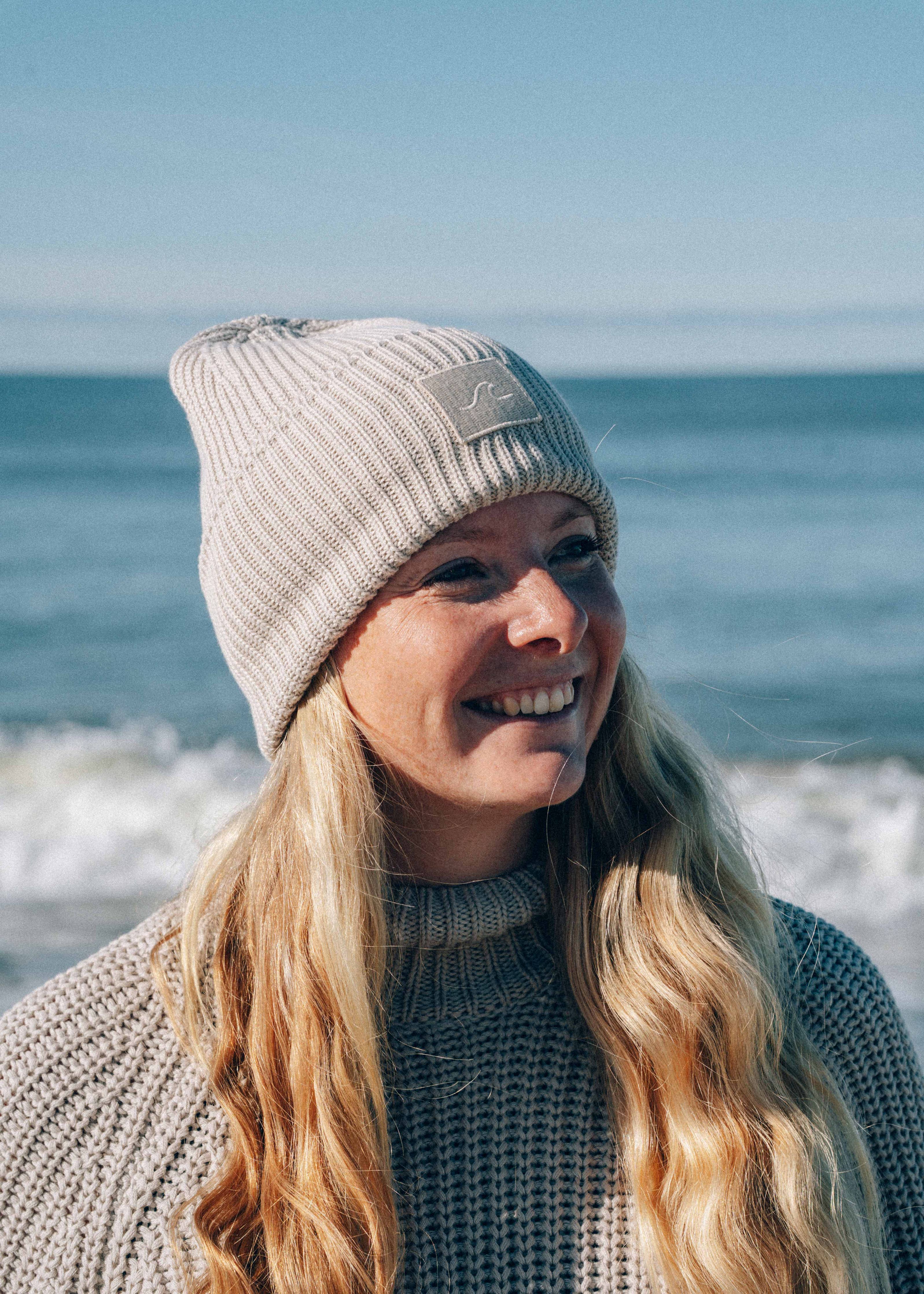 Beanie Mütze Wave aus Bio-Baumwolle Sand Beige | Salty