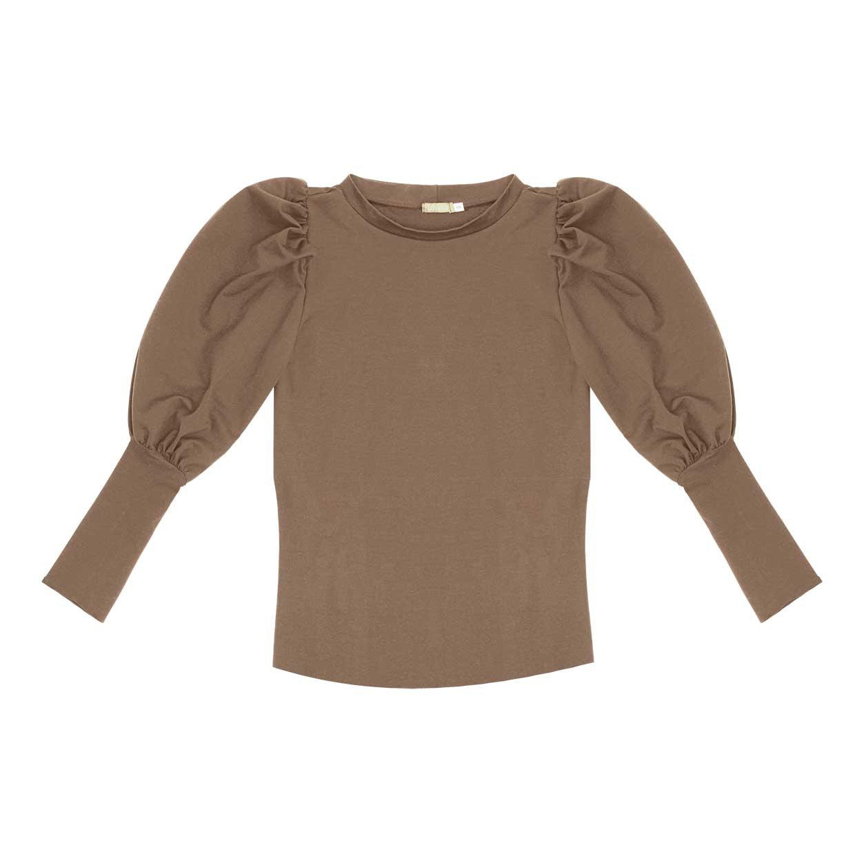 Pullover KOILE Taupe mit Puffärmeln Bio-Baumwolle