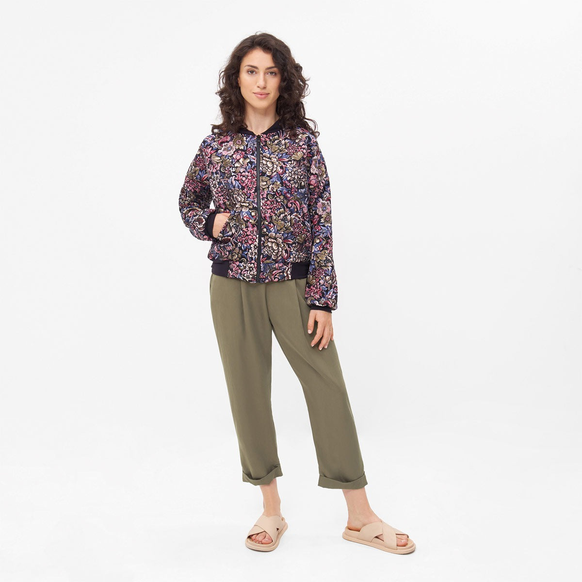 Jacquard Blouson FLOWER mit floralem Webmuster