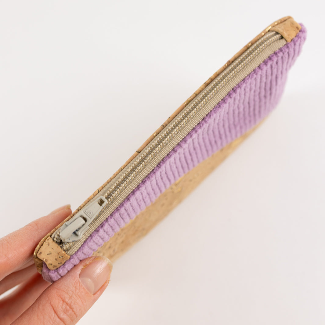 NOAS Mini-Geldbörse Kork Natur Gold Cord Lilac mit Kartenfächern