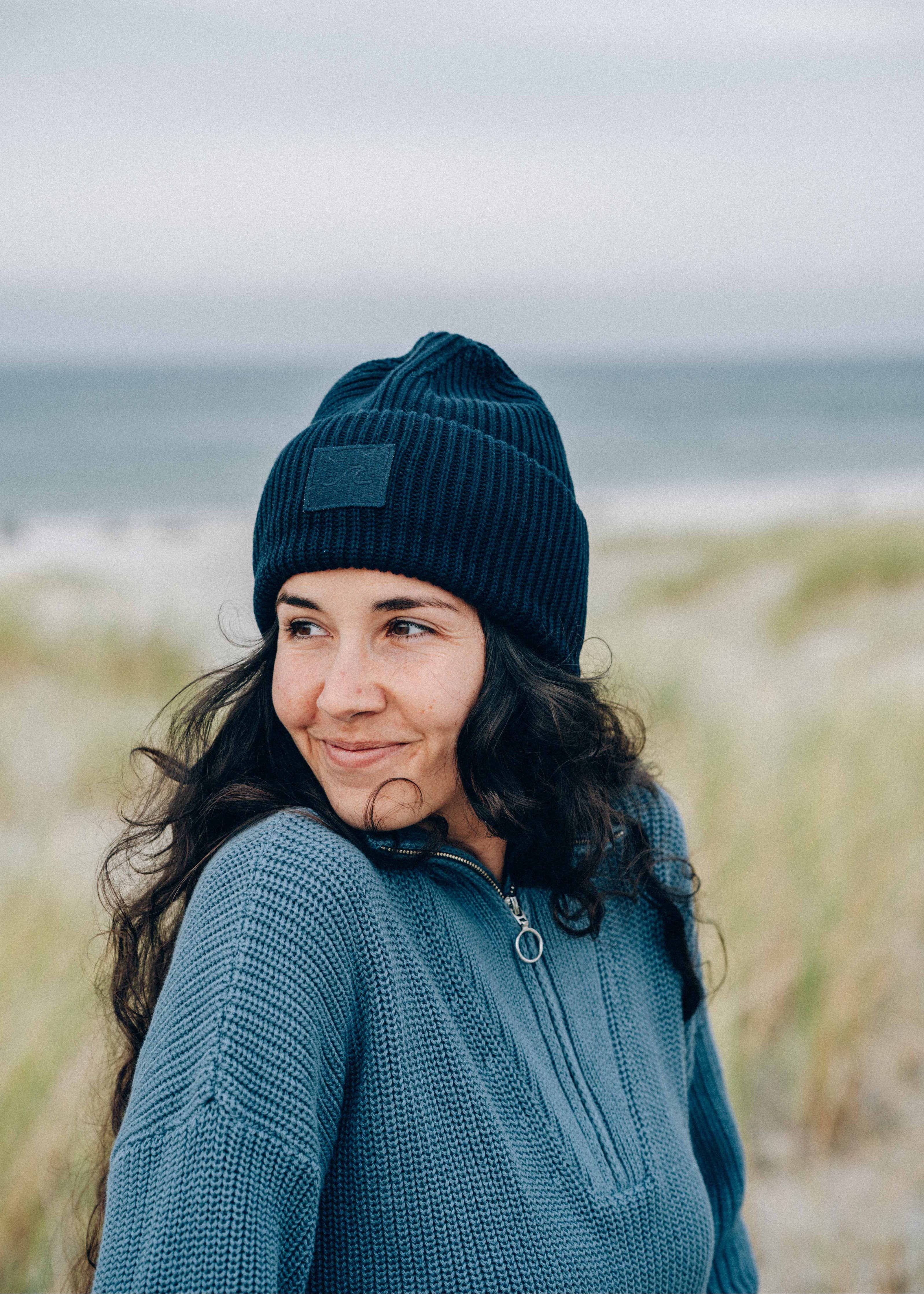 Beanie Mütze Wave aus Bio-Baumwolle Marine | Salty
