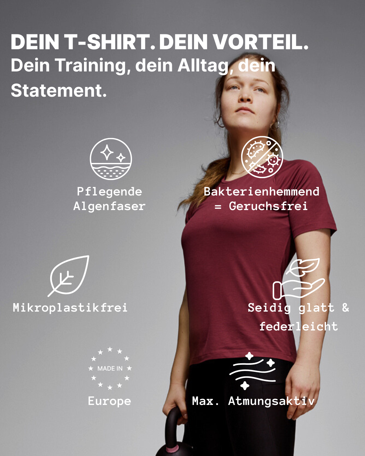 Performance T-Shirt aus TENCEL™ und SEACELL™ rot bordeaux HÉLÈNE | Gooden