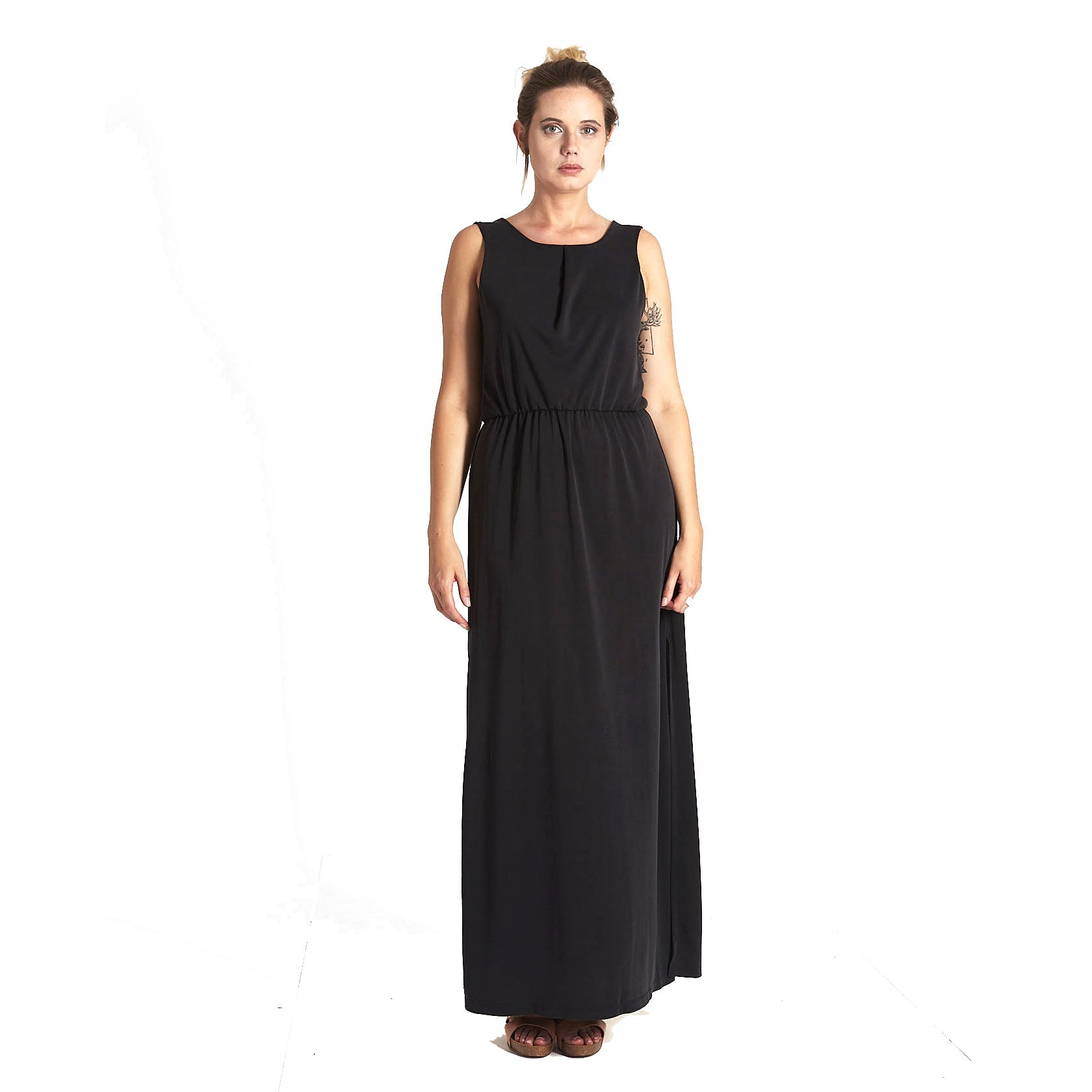 schwarzes Maxikleid MARLEN aus ECOVERO&#x2122; Jersey