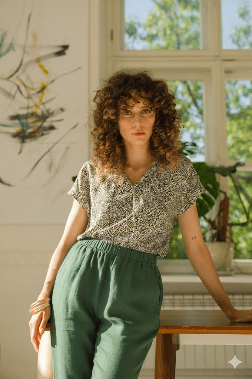 Leinenhose BOLLE in Teal Grünblau
