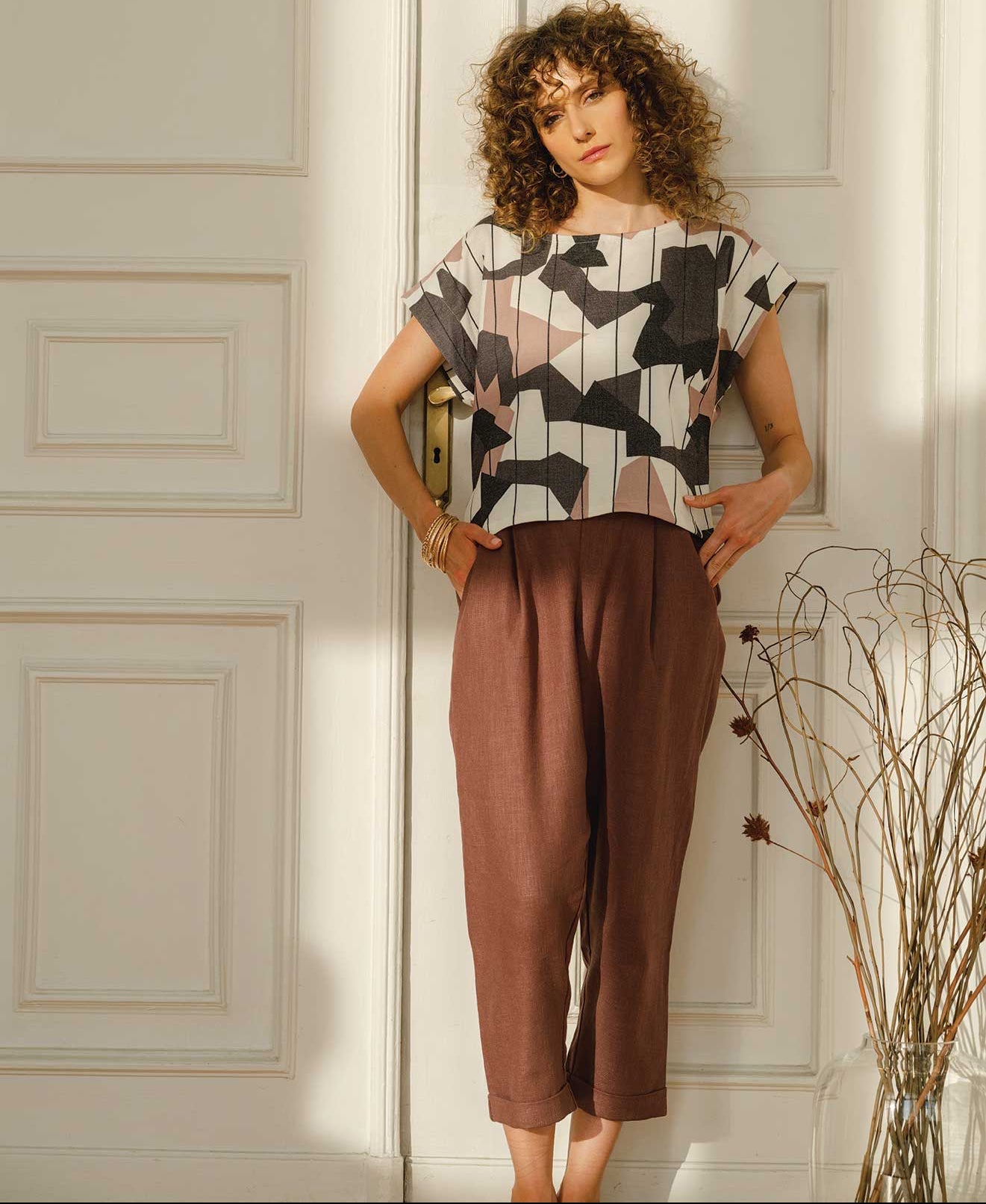 Leinenhose BOLLE in Mocha Braun