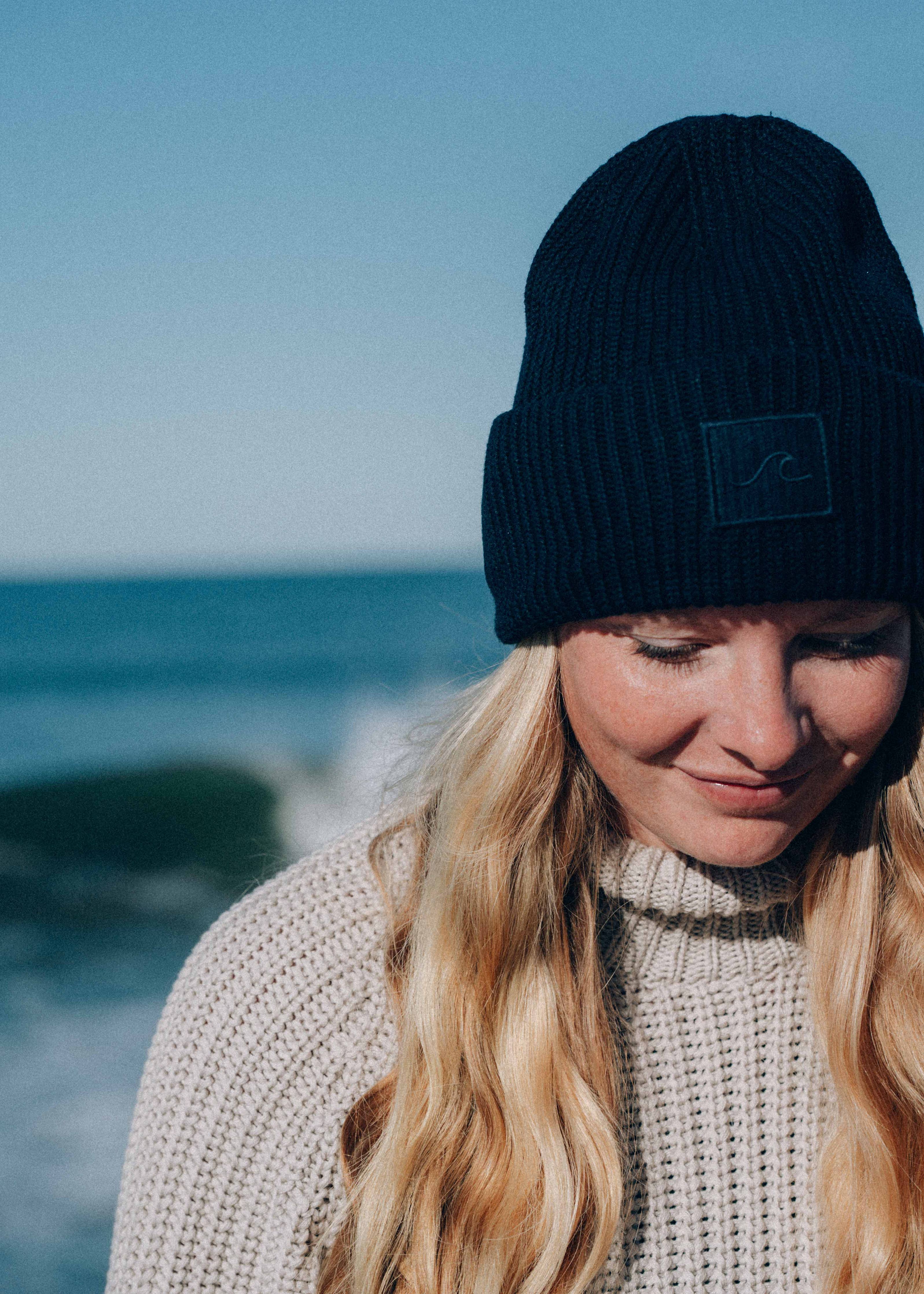 Beanie Mütze Wave aus Bio-Baumwolle Marine | Salty