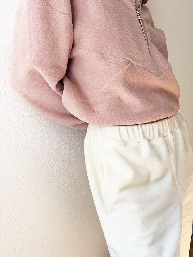 Half-Zip FRIDA – Fleecepulli aus Bio-Baumwolle in Dusty Pink