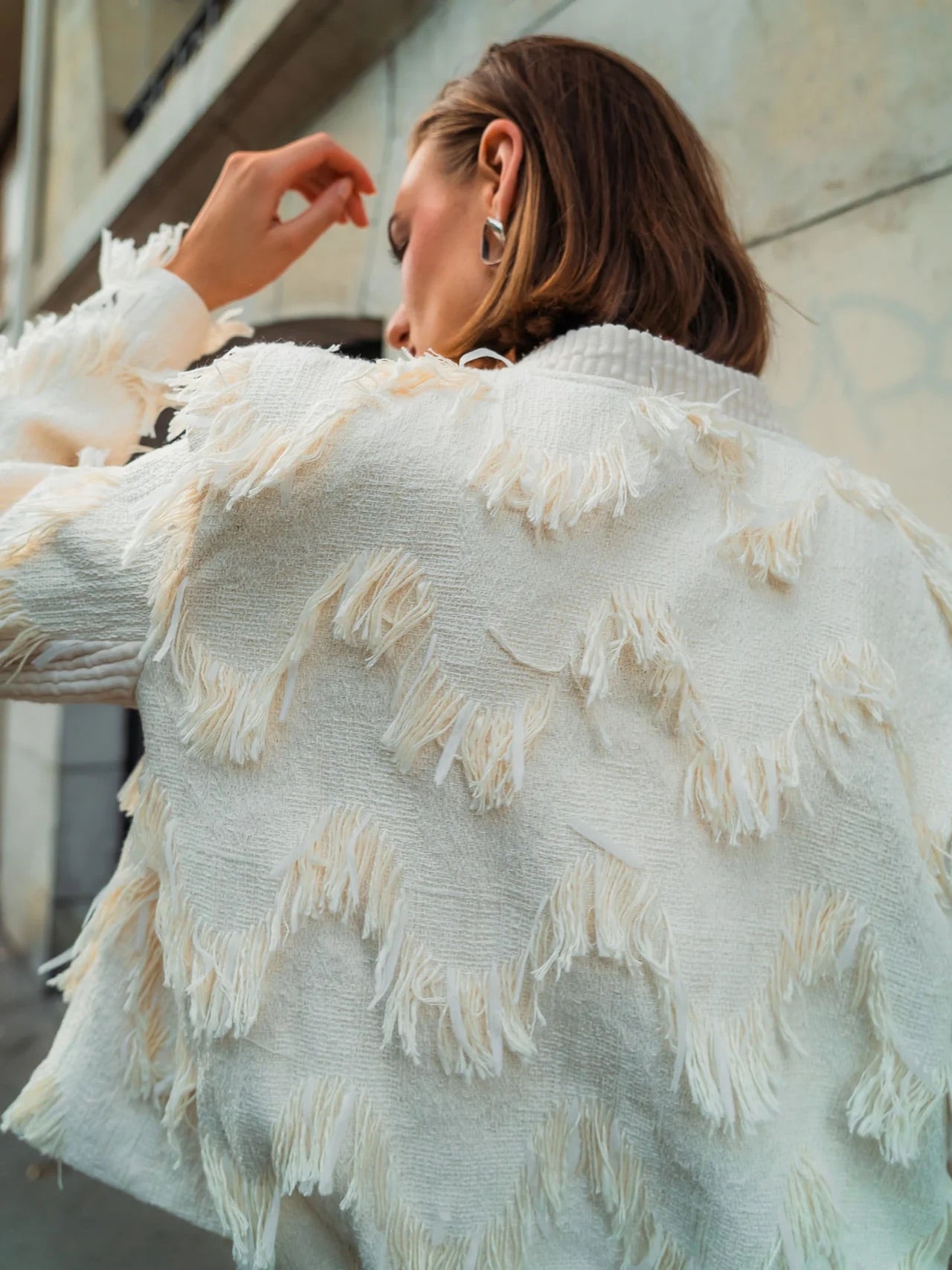 Blouson WAVE - Jacke mit Wellenmuster in Ecru