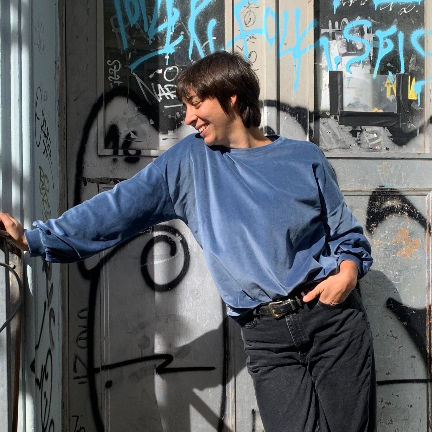 Nickipullover Rauchblau für Damen Bio-Baumwolle - handgefertigt in Hamburg | Jede Studio