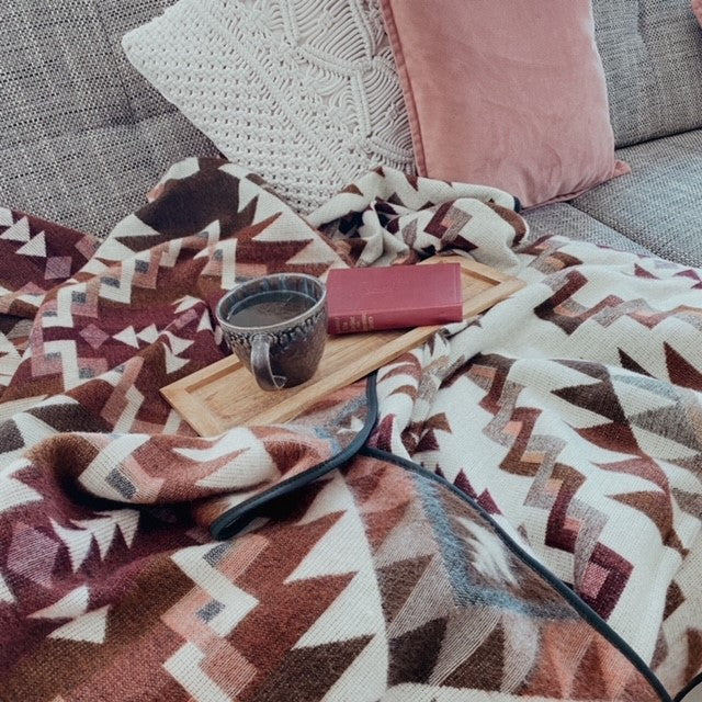 ETHNO Kingsize Decke Bordeaux/Red Brown