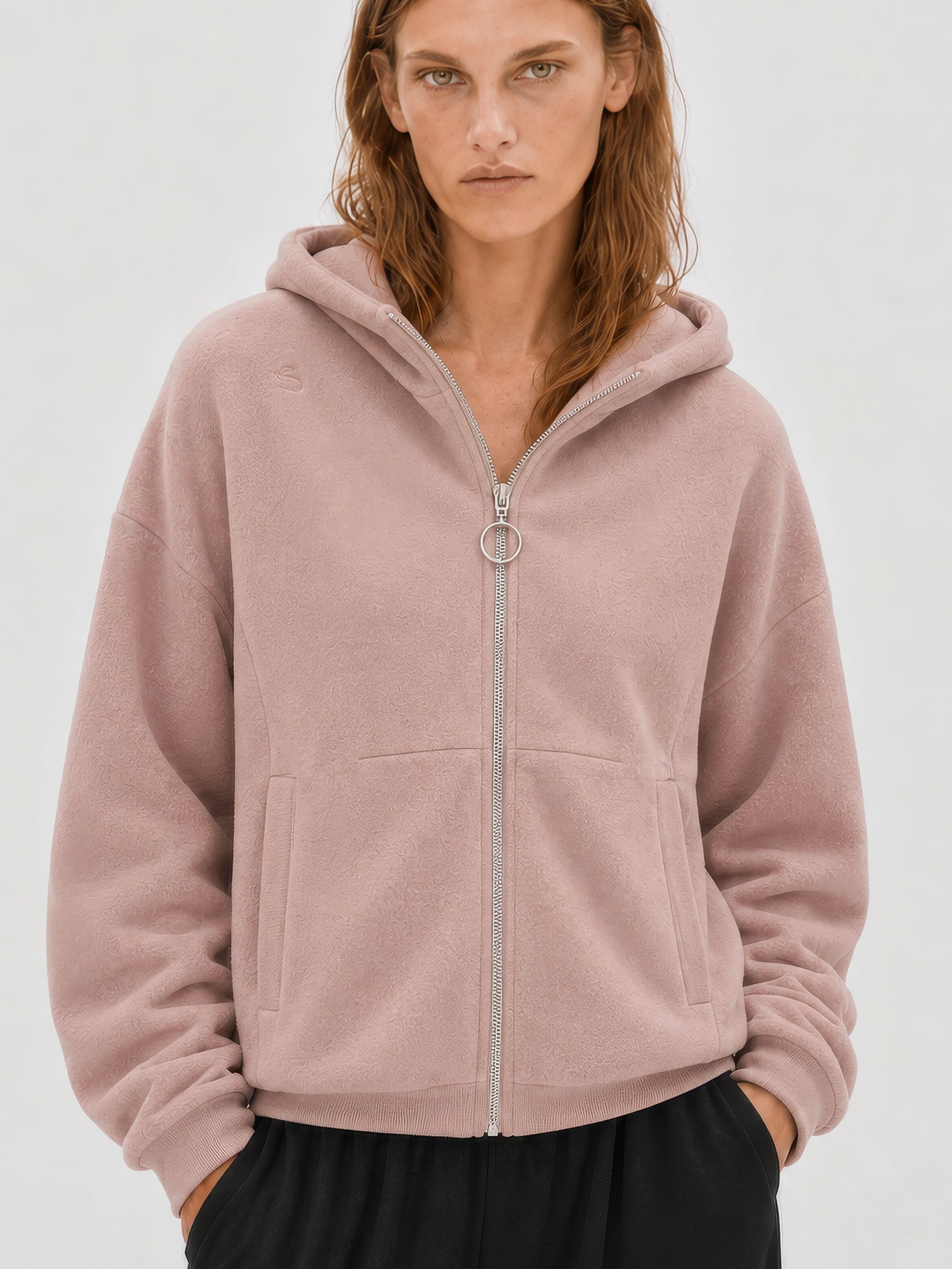 EMBER Fleece-Jacke aus Bio-Baumwolle in Dusty Pink
