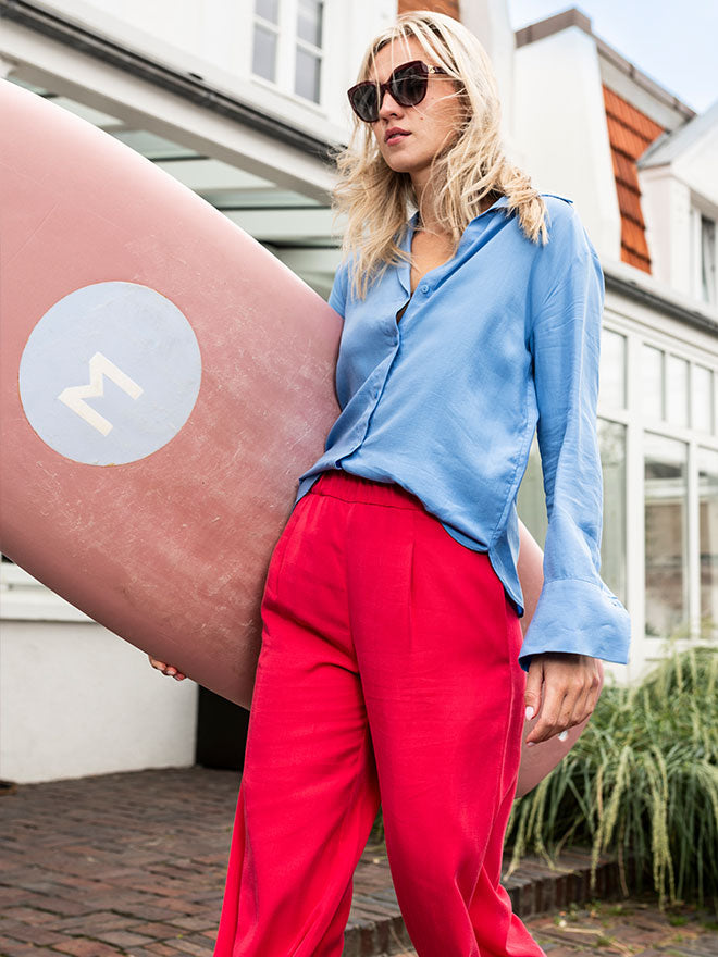 FENJA Hose – Wide Leg-Pant long size in Cherry Red