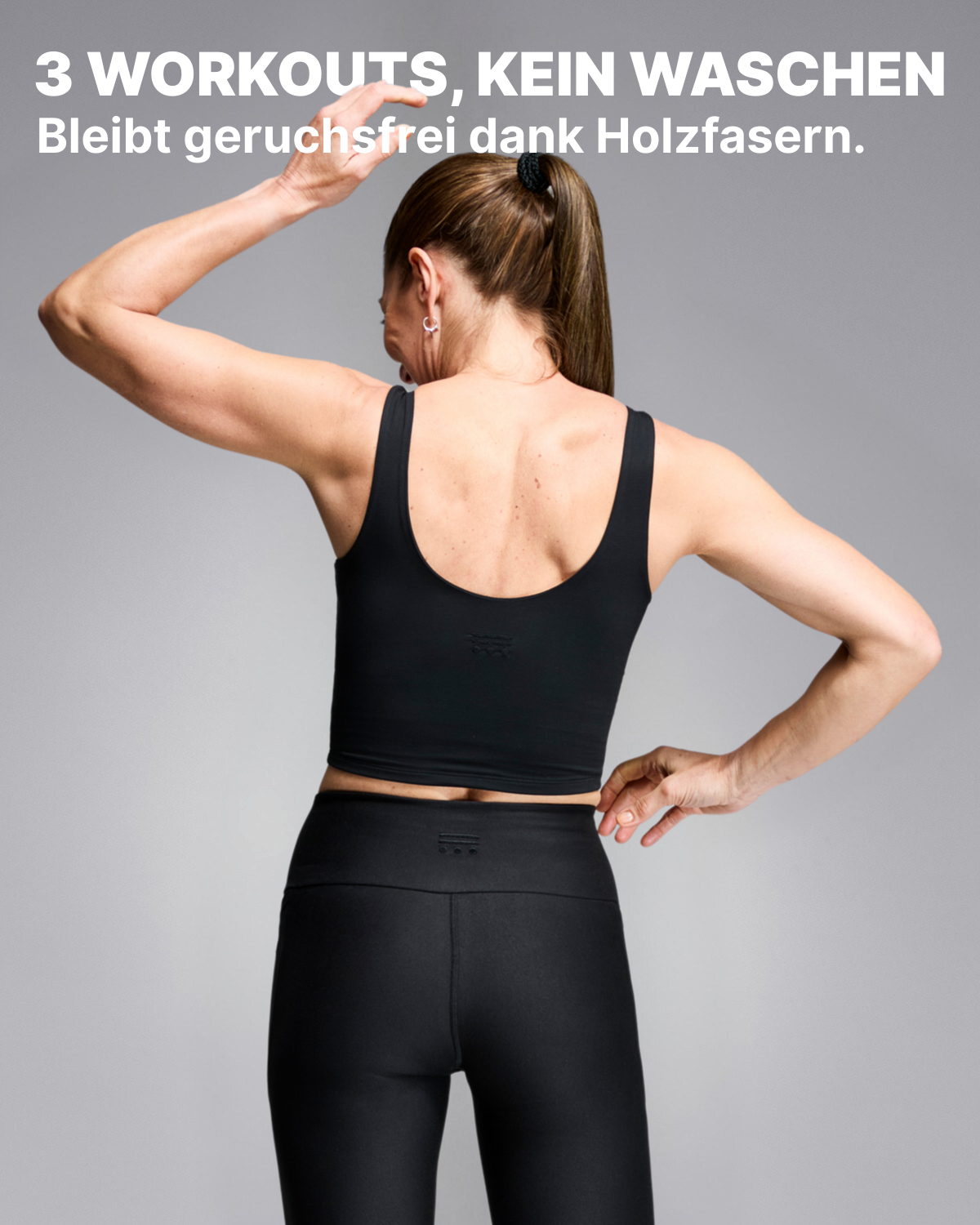 Bleibt frisch durch bakterienhemmende Holzfasern Bis zu drei Workouts ohne Waschen Weniger Aufwand mehr Performance