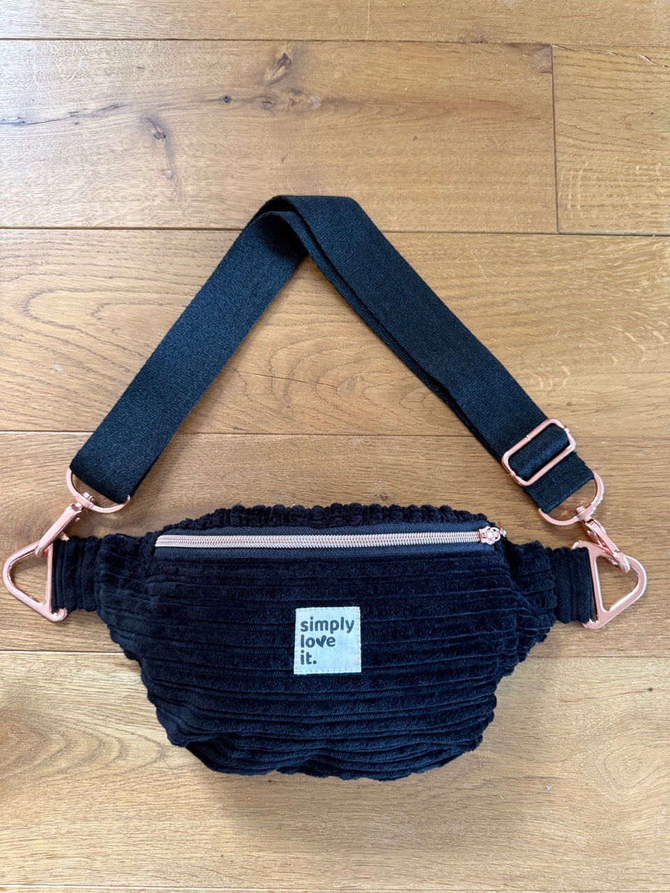 simply love it Luni Bag Cord fancy black rosé für Damen (Bio-Baumwollcord)
