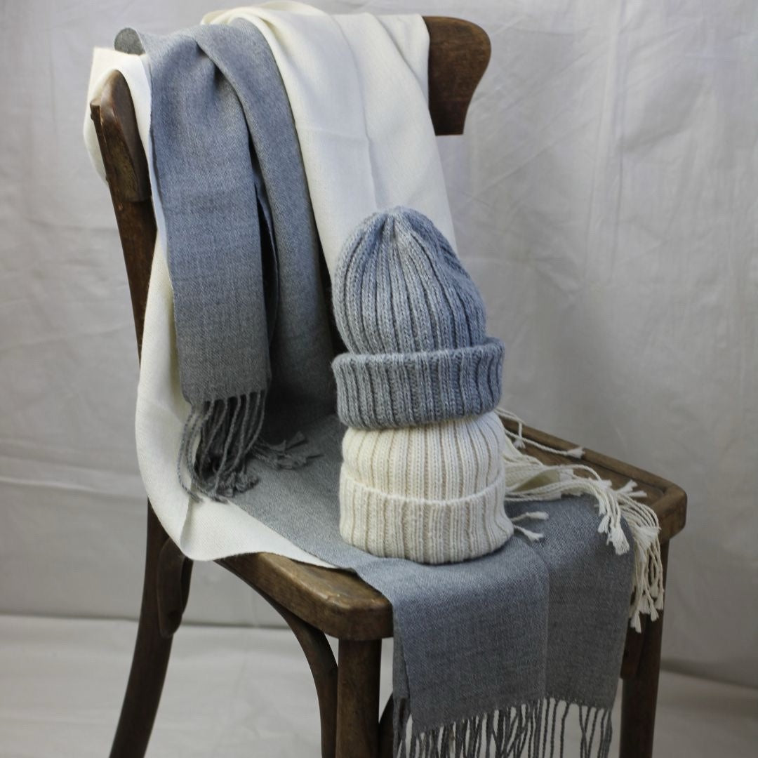 Schal LANA grau aus Alpakawolle