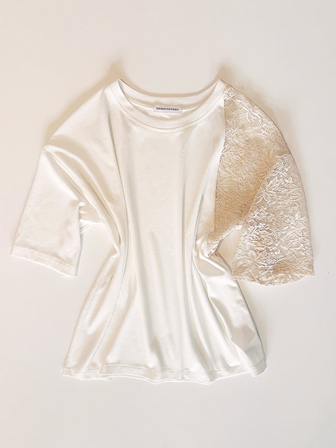 LACEY 2 T-Shirt loose fit - mit Spitze in Ecru