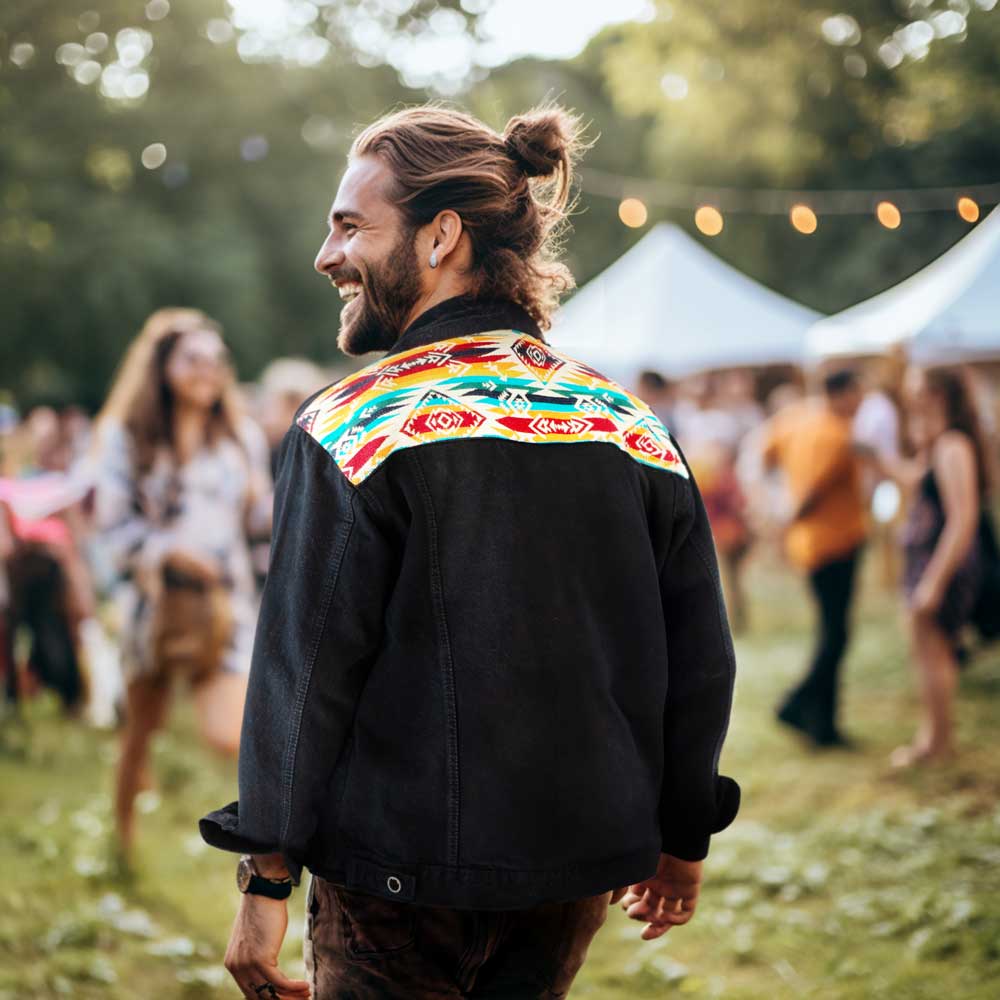 Ethno Jeansjacke Cuenca Black