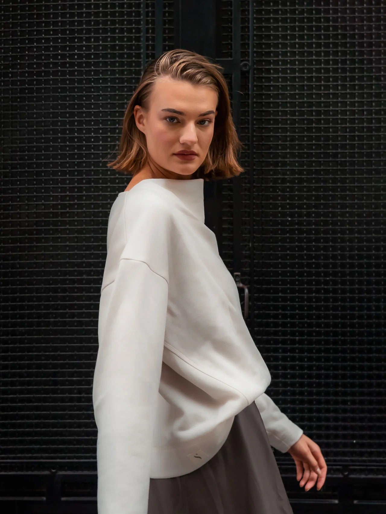 Sweatshirt LUNA  aus edlem Baumwolle-Kaschmir-Mix in Almond