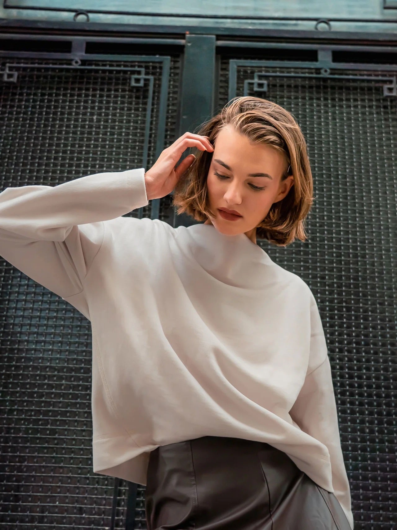 Sweatshirt LUNA  aus edlem Baumwolle-Kaschmir-Mix in Almond