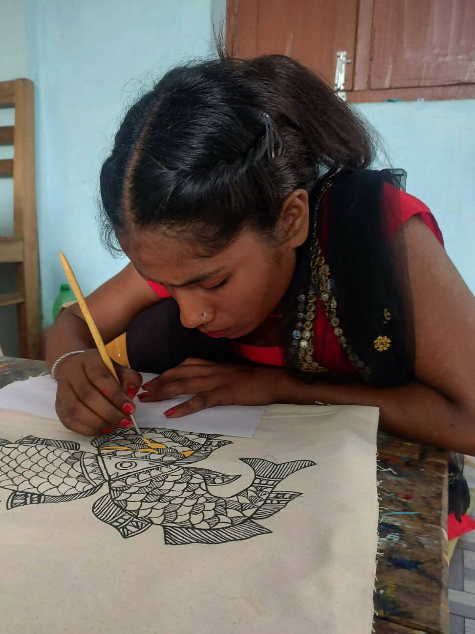 Beutel mit nepalesicher Handmalerei