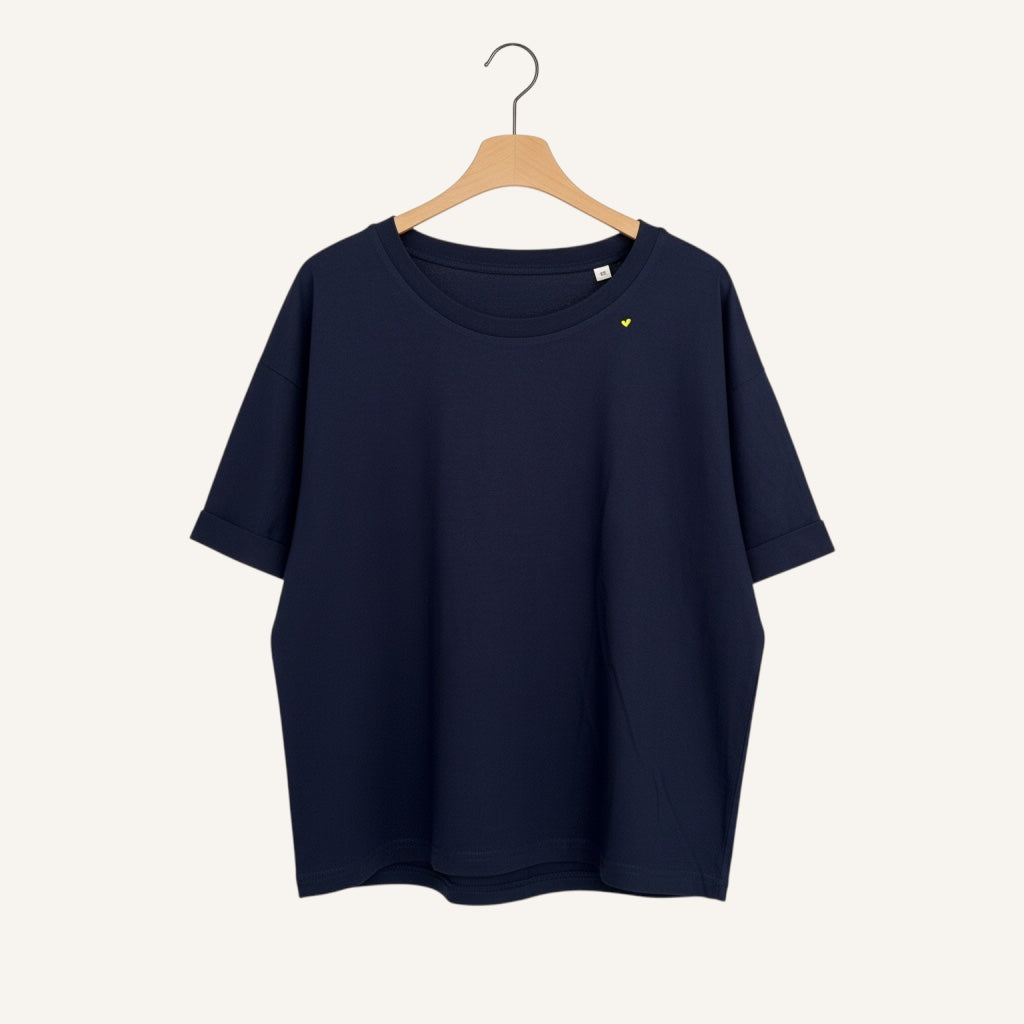 Oversized Shirt mit Herz-Stick von simply love it (Bio-Baumwolle)