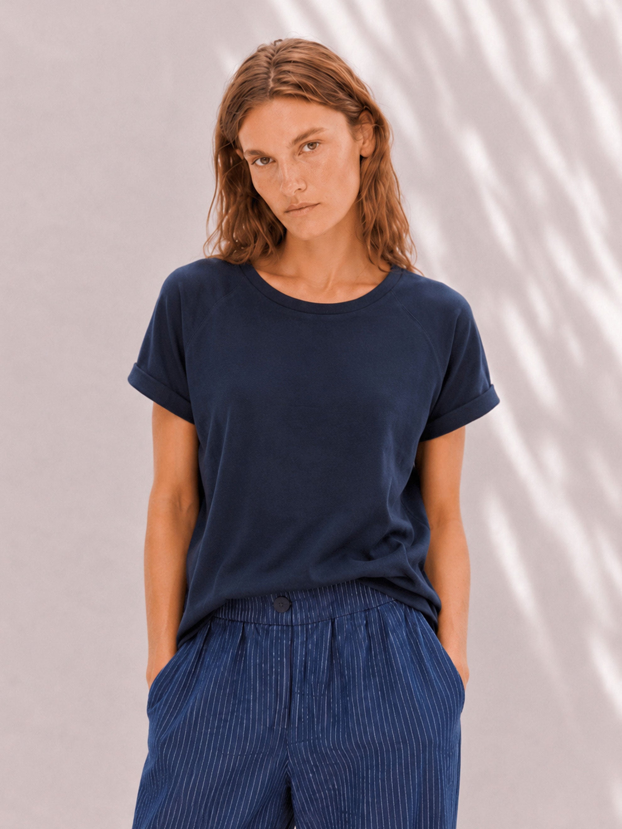T-Shirt Smilla aus weicher Pima-Baumwolle in deep blue | Sweersocean