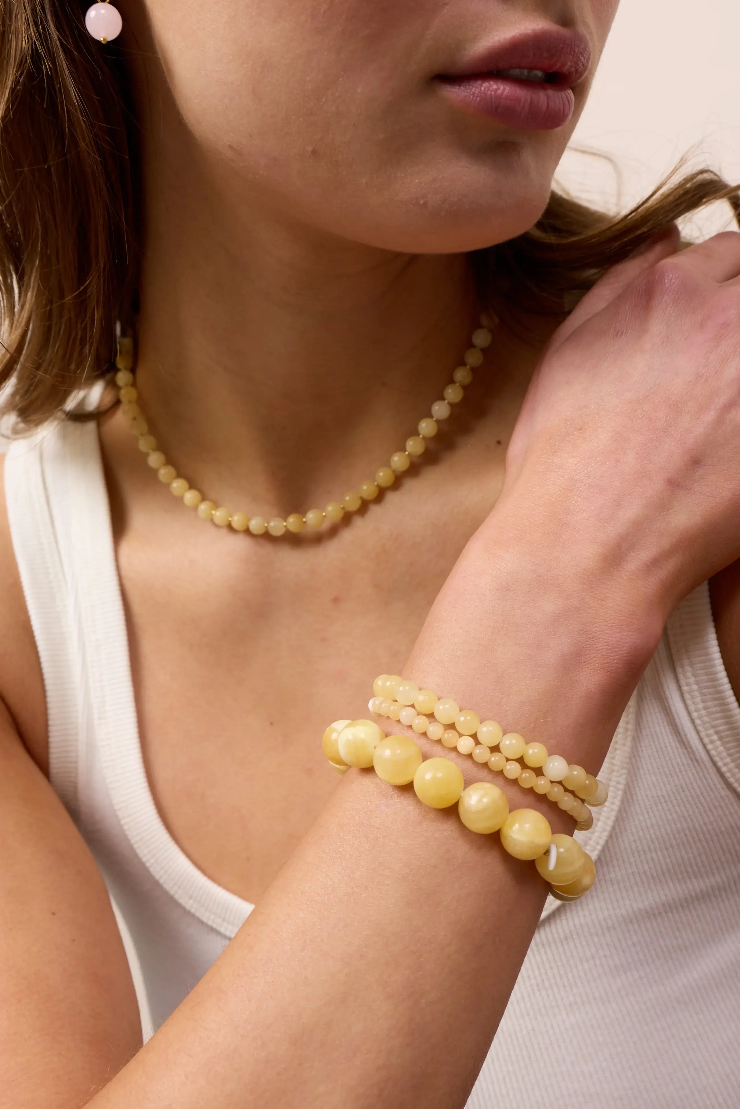 Armband für Damen Chunky Yellow Jade "Well-being" - Symbol für Wohlbefinden | Soï