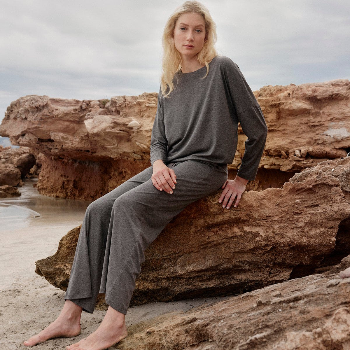 Cami Pyjamashirt Grey Melange