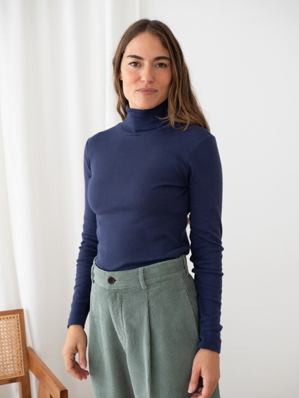 TWOTHIRDS Rollkragen Top Grabow Whales Naval Blue für Damen
