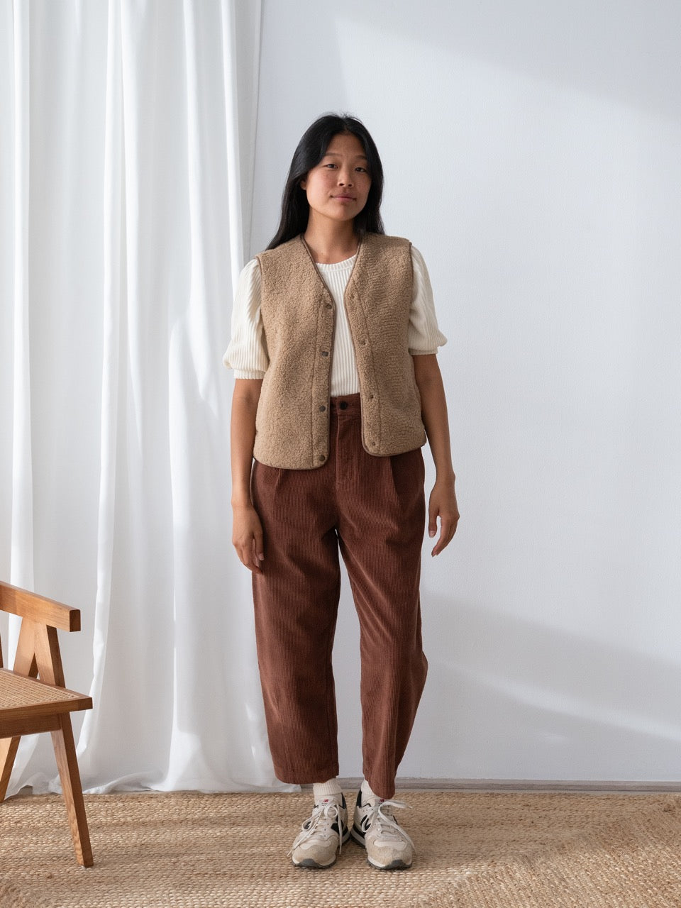 TWOTHIRDS Fleece Teddy Weste Henderson Beige für Damen