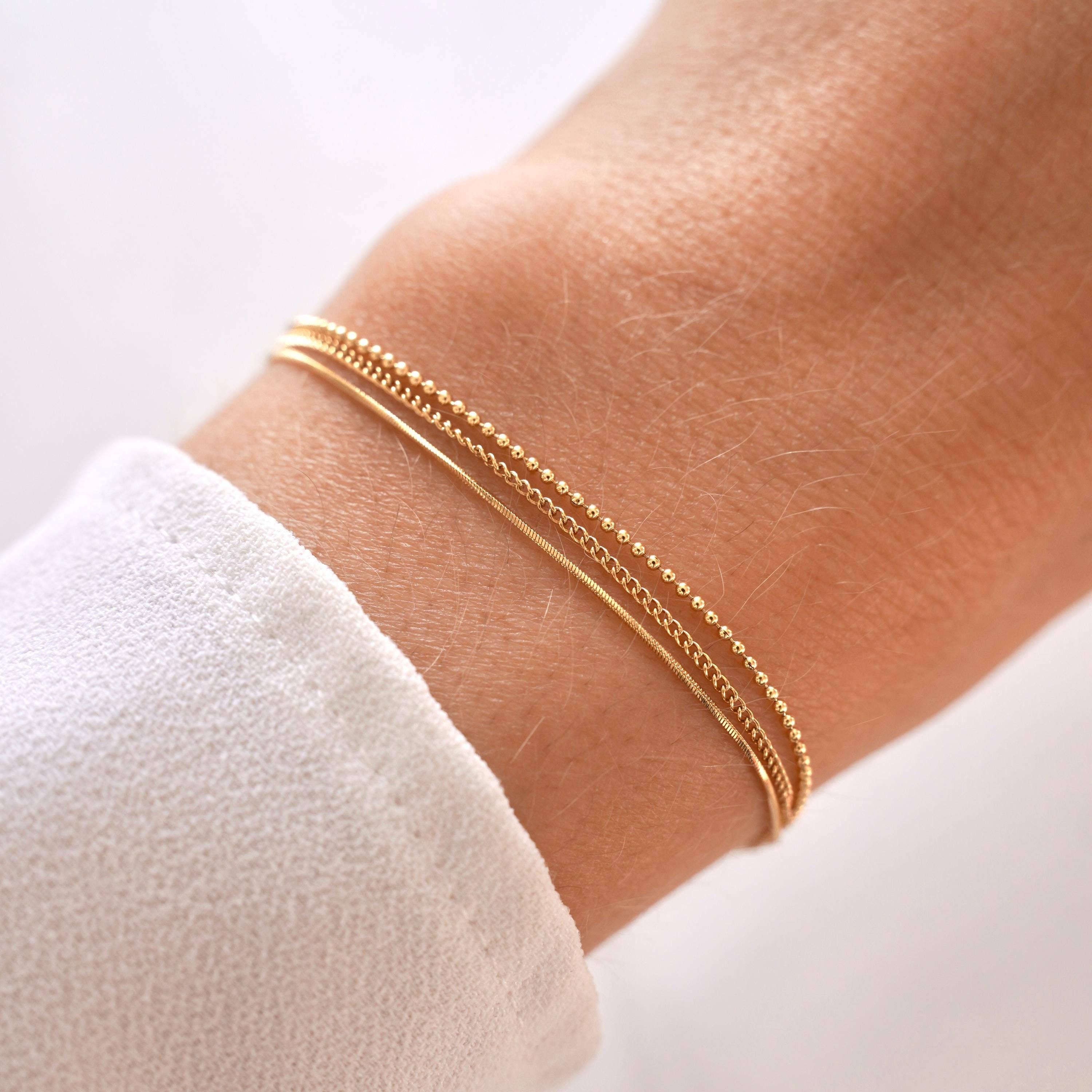 Damen-Armband aus Edelstahl mit drei feinen Ketten | Victoire Collection