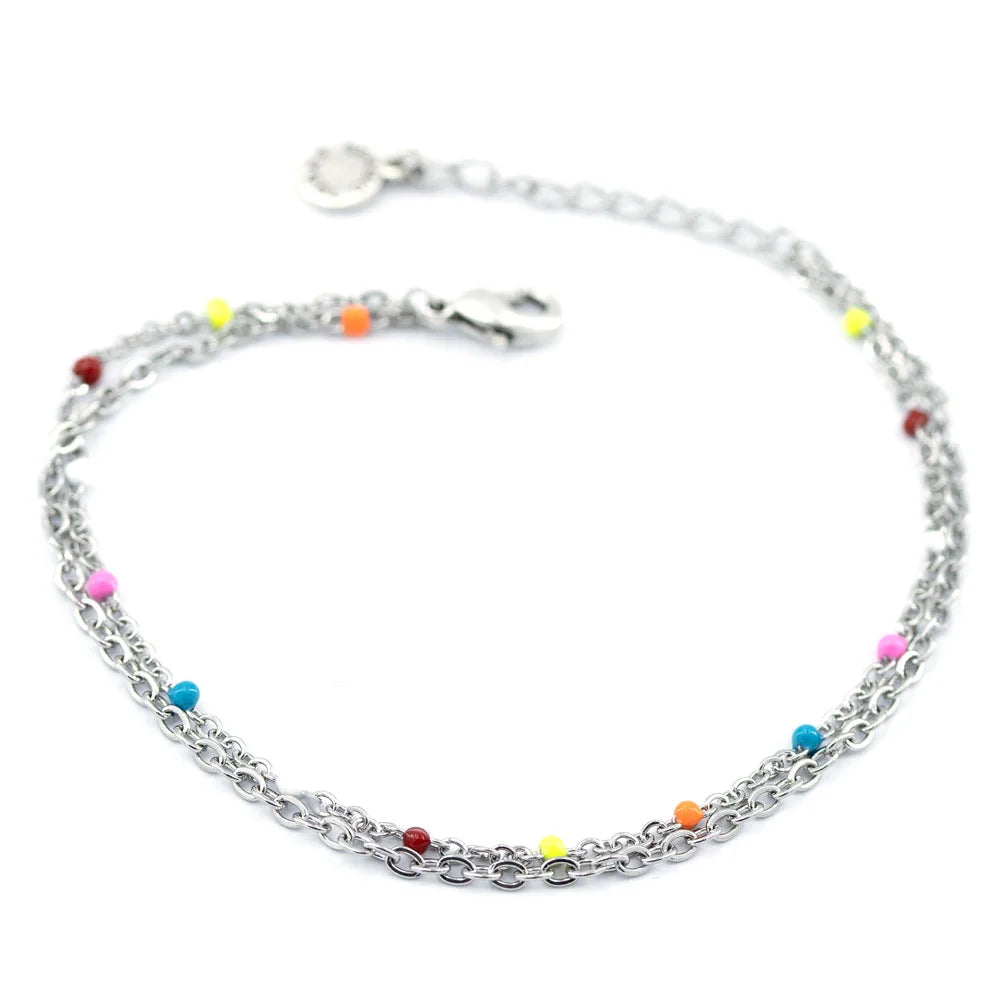 Sergio Engel Armband Beach mit zwei Kettensträngen für Damen (gold und silber aus Edelstahl)