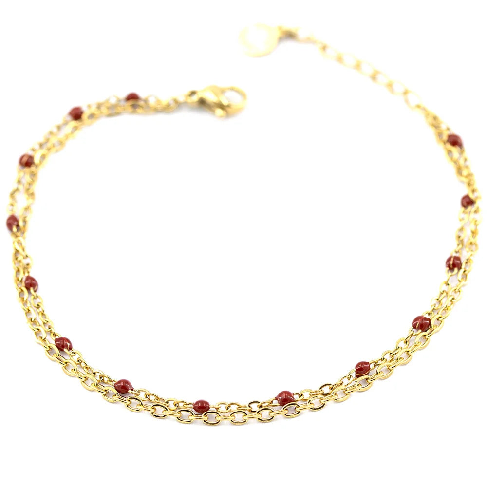 Sergio Engel Armband Beach mit zwei Kettensträngen für Damen (gold und silber aus Edelstahl)
