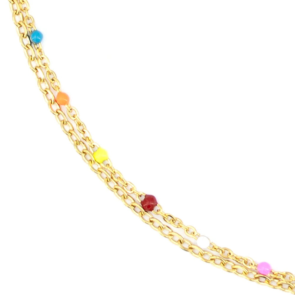 Sergio Engel Armband Beach mit zwei Kettensträngen für Damen (gold und silber aus Edelstahl)