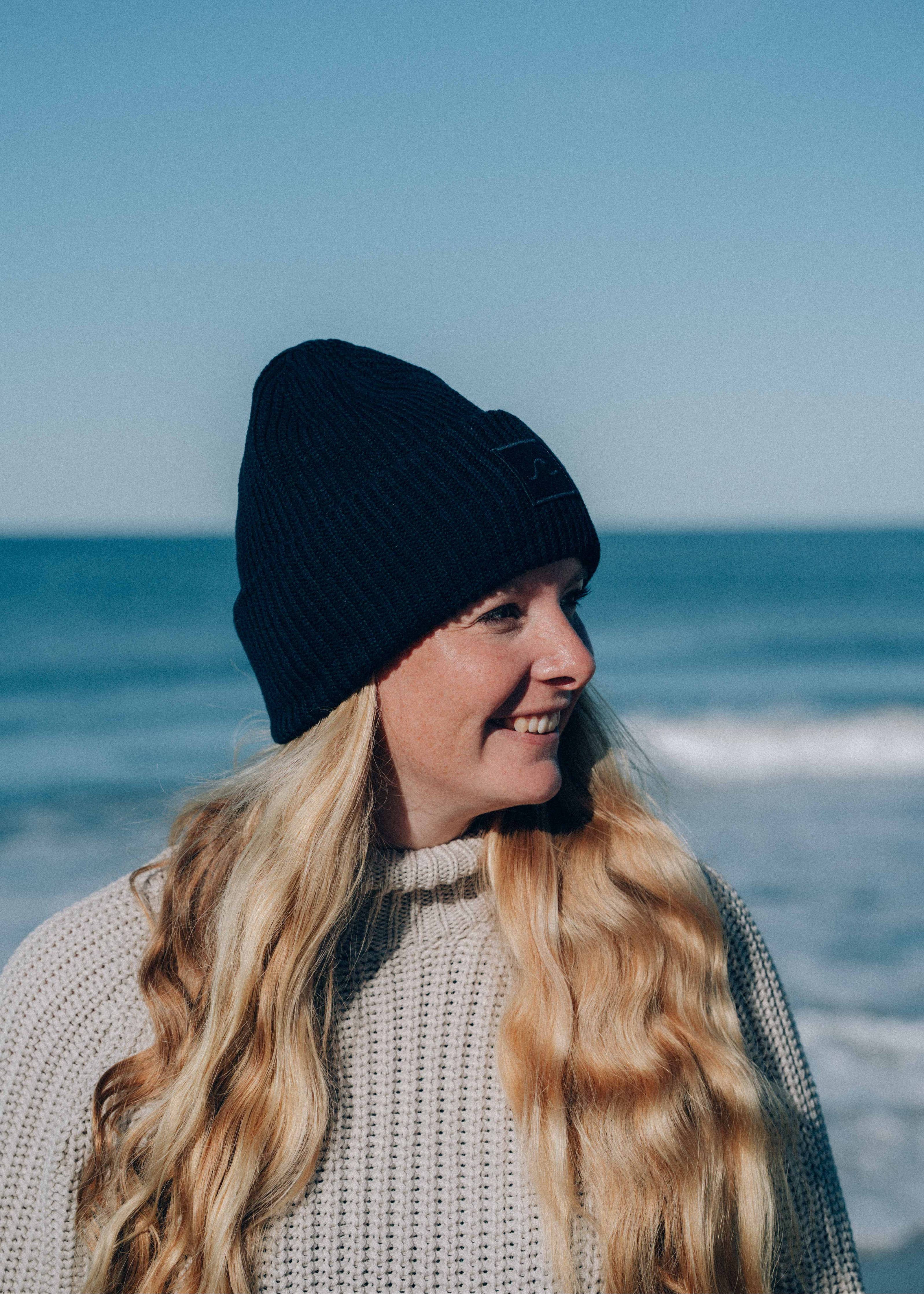 Beanie Mütze Wave aus Bio-Baumwolle Marine | Salty