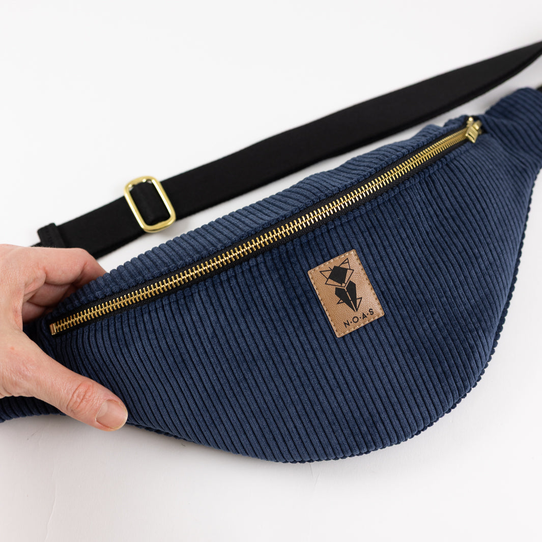 NOAS Bauchtasche Cord Dunkelblau - Size L mit Reißverschlusstasche