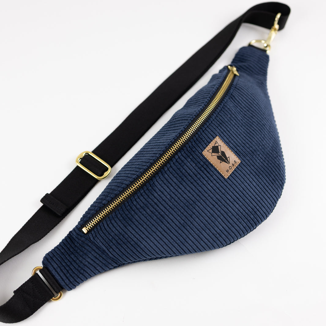 NOAS Bauchtasche Cord Dunkelblau - Size L mit Reißverschlusstasche