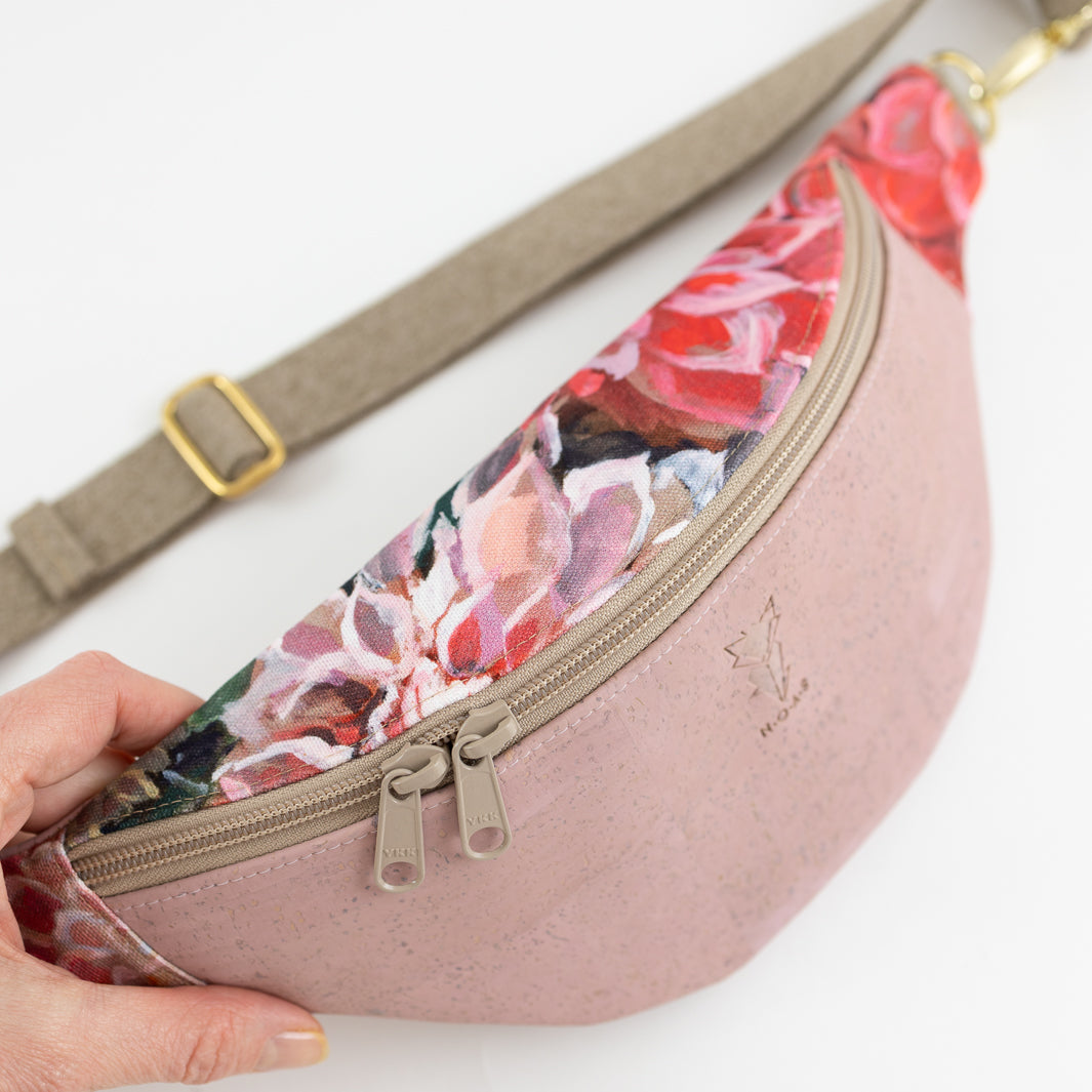 Bauchtasche Kork Rosa Spring Blossom Size M  - vegan und handgefertigt in Berlin | NOAS